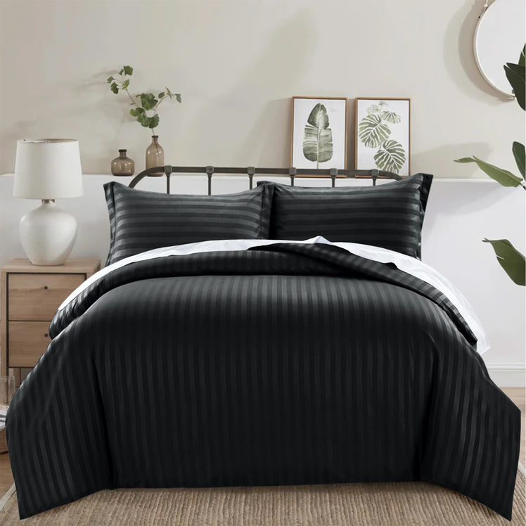 Black Striped Bedding Duvet Cover Set