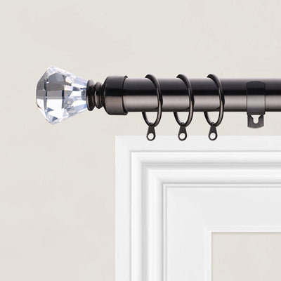 Extendable Eyelet Curtain Pole Crystal Diamond Finials