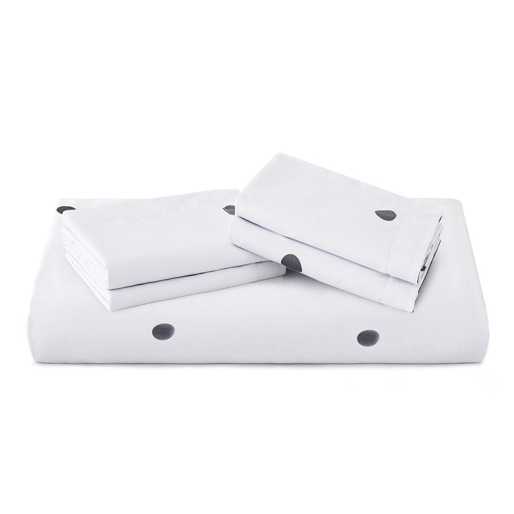 Polka Dot Printed White Duvet Cover