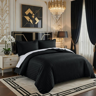 Black Striped Bedding Duvet Cover Set