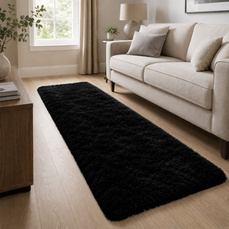 Black Shaggy Rug Large Soft Fluffy Shag Pile