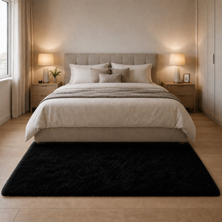 Black Shaggy Rug Large Soft Fluffy Shag Pile
