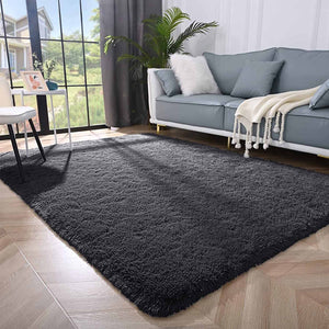 Black Shaggy Rug Large Soft Fluffy Shag Pile