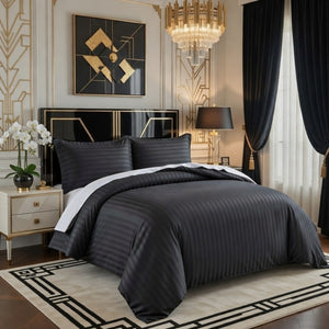 Black Striped Bedding Duvet Cover Set