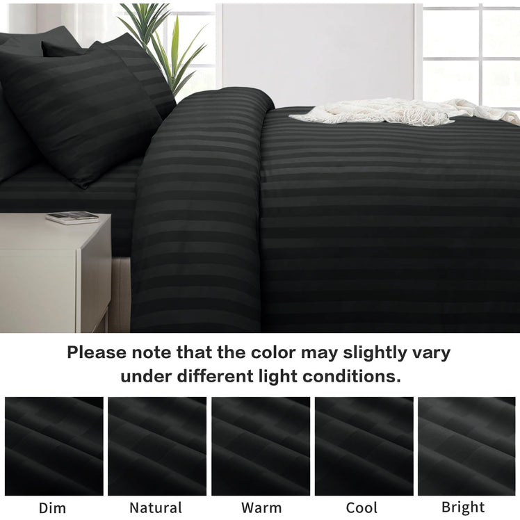 4 Piece Stripe Bedding Set - Duvet Cover, Fitted Sheet & Pillowcases