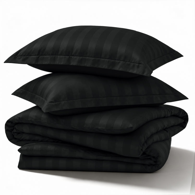 4 Piece Stripe Bedding Set - Duvet Cover, Fitted Sheet & Pillowcases