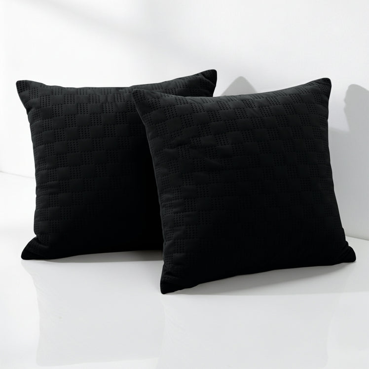 Check Embossed Velvet Cushion Cover