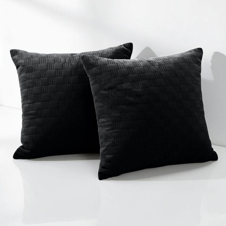 Check Embossed Velvet Cushion Cover
