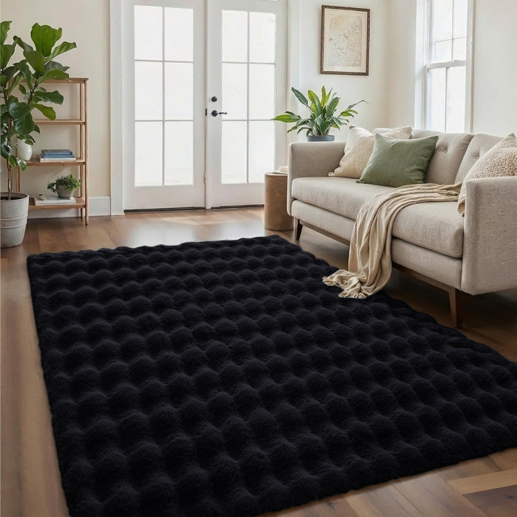 Soft Washable Bubble Textured Area Rug