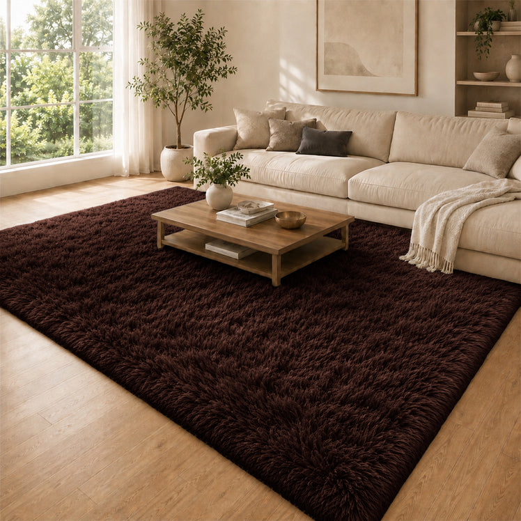 Brown Shaggy Rug Large Fluffy Shag Pile