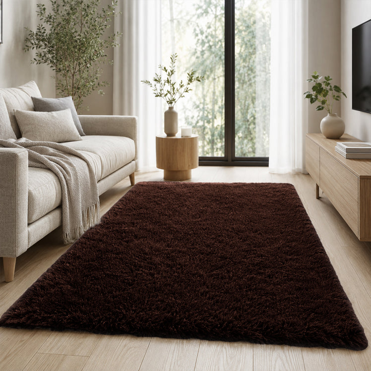 Brown Shaggy Rug Large Fluffy Shag Pile