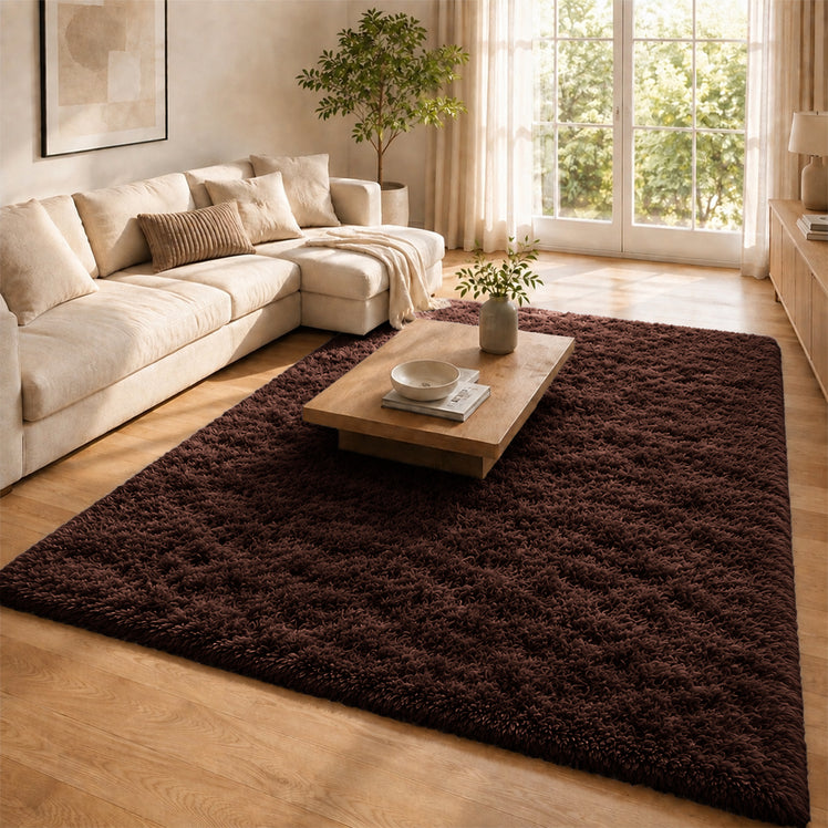 Brown Shaggy Rug Large Fluffy Shag Pile
