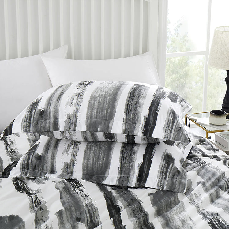 Brushed Striped Printed Duvet Cover