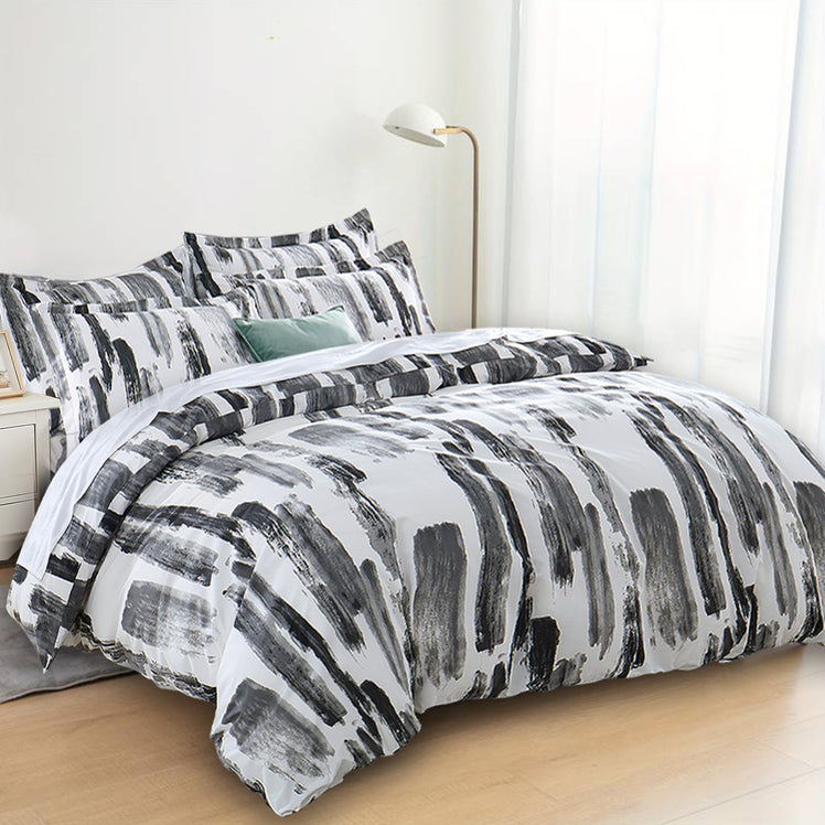 Brushed Striped Printed Duvet Cover