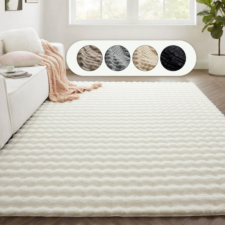 Soft Washable Bubble Textured Area Rug