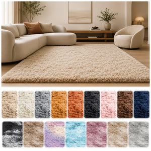 Fluffy Rug Carpet - Plain & Tie-Dye Shag Pile