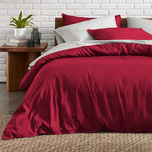 Burgundy Duvet Cover Set Plain