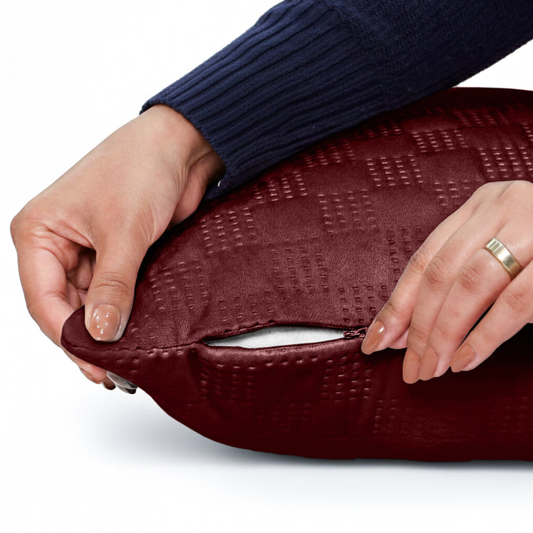 Check Embossed Velvet Cushion Cover