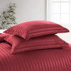 Burgundy Striped Duvet Cover Bedding Set