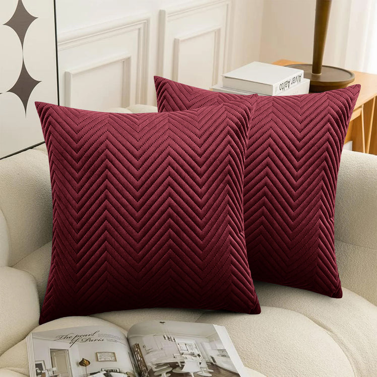 2 & 4 Pack Cushion Covers Chevron Design Velvet Fabric