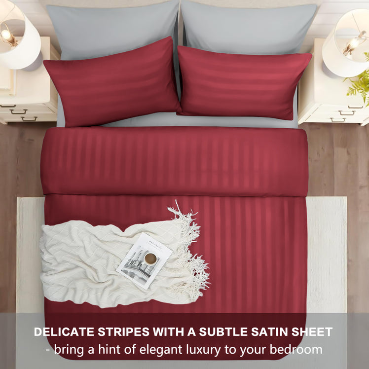 4 Piece Stripe Bedding Set - Duvet Cover, Fitted Sheet & Pillowcases