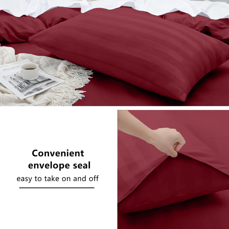 4 Piece Stripe Bedding Set - Duvet Cover, Fitted Sheet & Pillowcases
