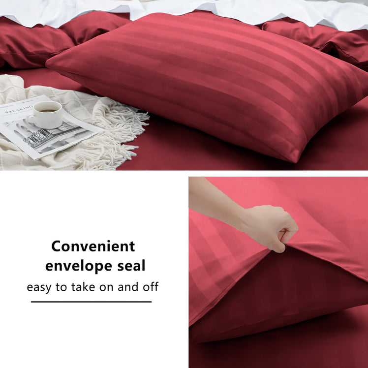 4 Piece Stripe Bedding Set - Duvet Cover, Fitted Sheet & Pillowcases