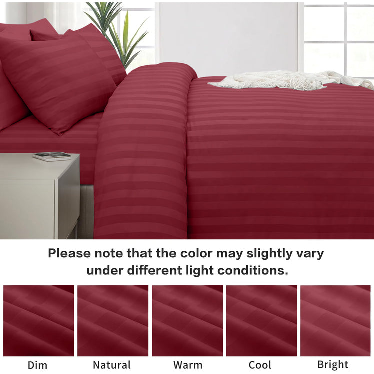4 Piece Stripe Bedding Set - Duvet Cover, Fitted Sheet & Pillowcases