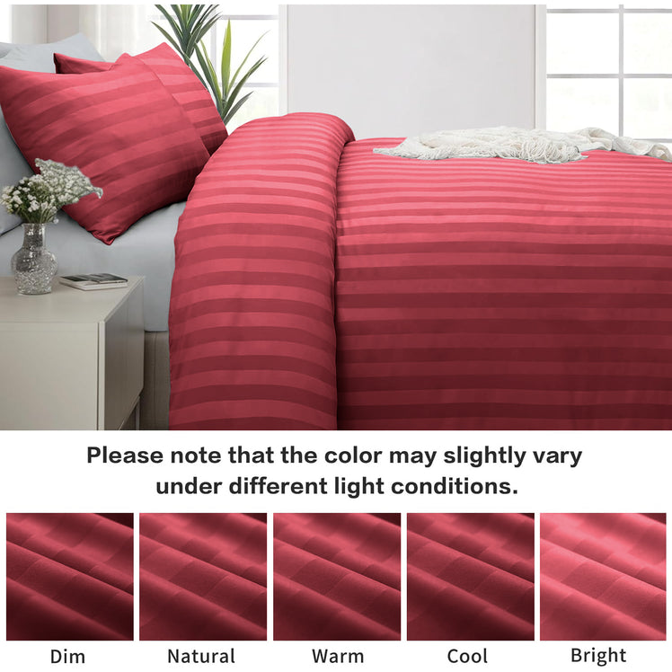 4 Piece Stripe Bedding Set - Duvet Cover, Fitted Sheet & Pillowcases