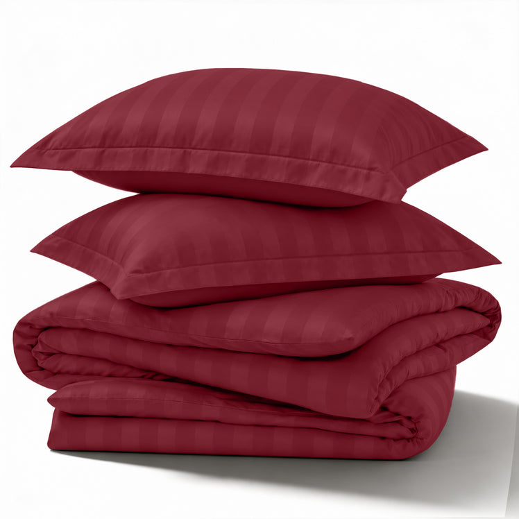 4 Piece Stripe Bedding Set - Duvet Cover, Fitted Sheet & Pillowcases