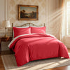 Burgundy Striped Duvet Cover Bedding Set