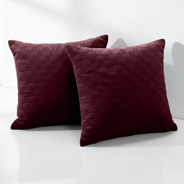 Check Embossed Velvet Cushion Cover