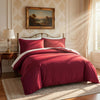 Burgundy Striped Duvet Cover Bedding Set