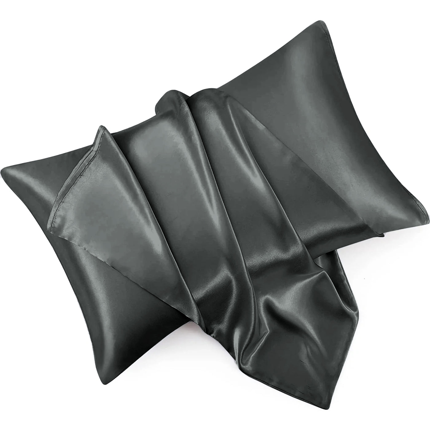 Charcoal Satin Silk Pillowcases Pair