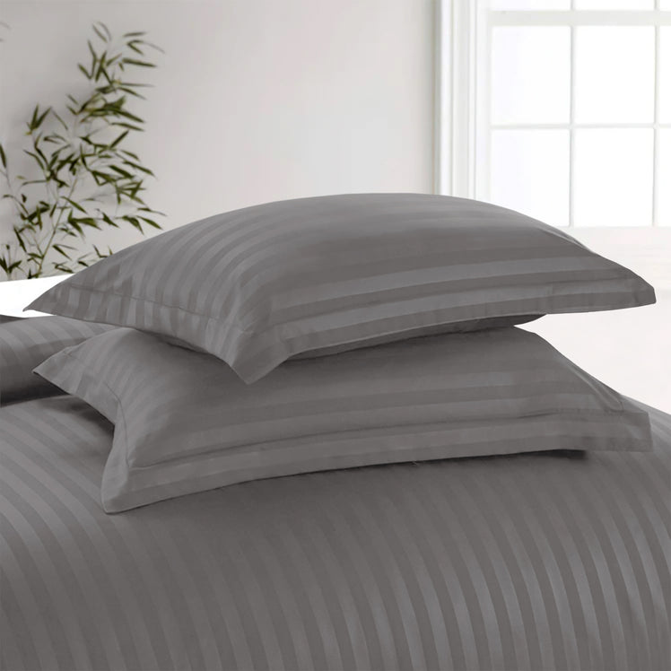 Charcoal Striped Bedding Duvet Cover Set