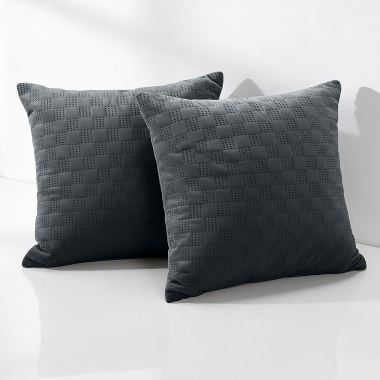 Check Embossed Velvet Cushion Cover