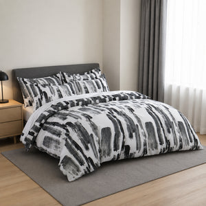 Brushed Striped Printed Duvet Cover