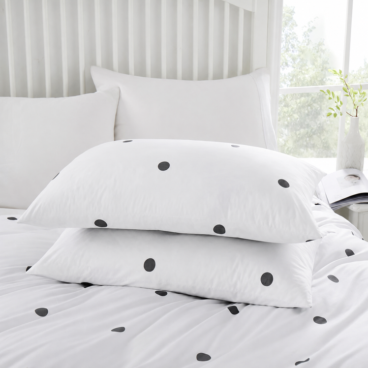 Polka Dot Printed White Duvet Cover