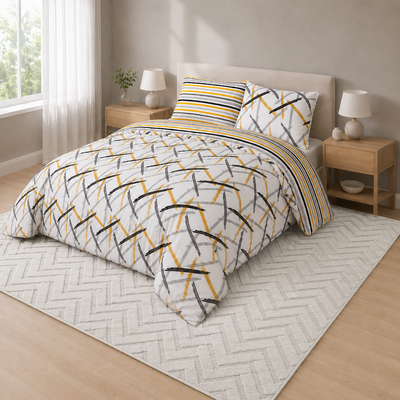 Ochre Stripe Printed Duvet Cover