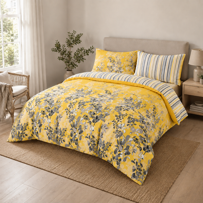 Ochre Blossom Printed Duvet Cover