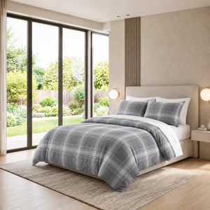 Grey Check Printed Duvet Cover