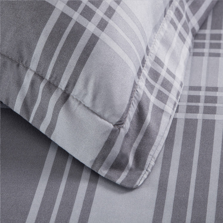 Grey Check Printed Duvet Cover