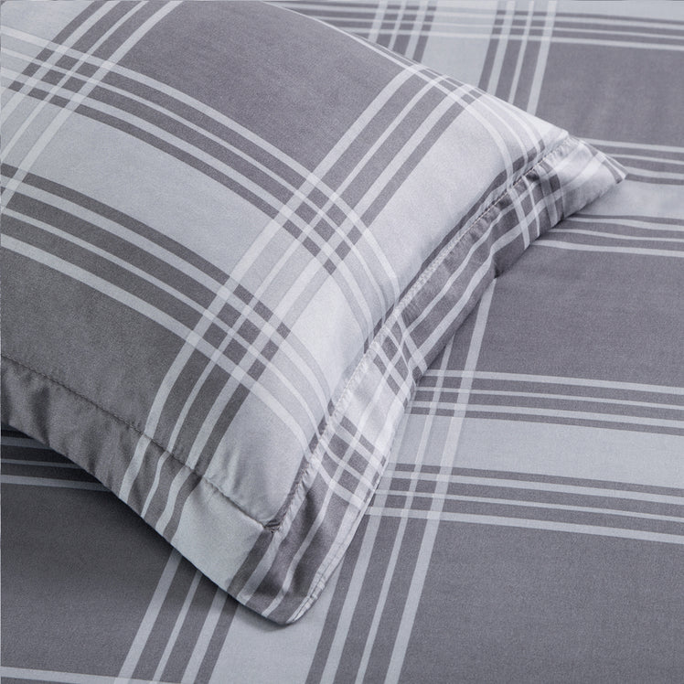 Grey Check Printed Duvet Cover