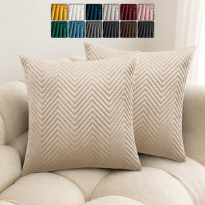 4 Pack Cushion Covers Chevron Design Velvet Fabric