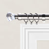 Extendable Eyelet Curtain Pole Crystal Diamond Finials