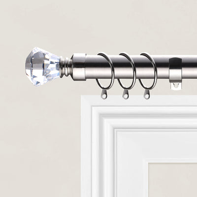 Extendable Eyelet Curtain Pole Crystal Diamond Finials