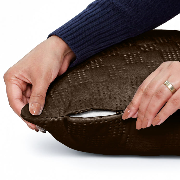 Check Embossed Velvet Cushion Cover