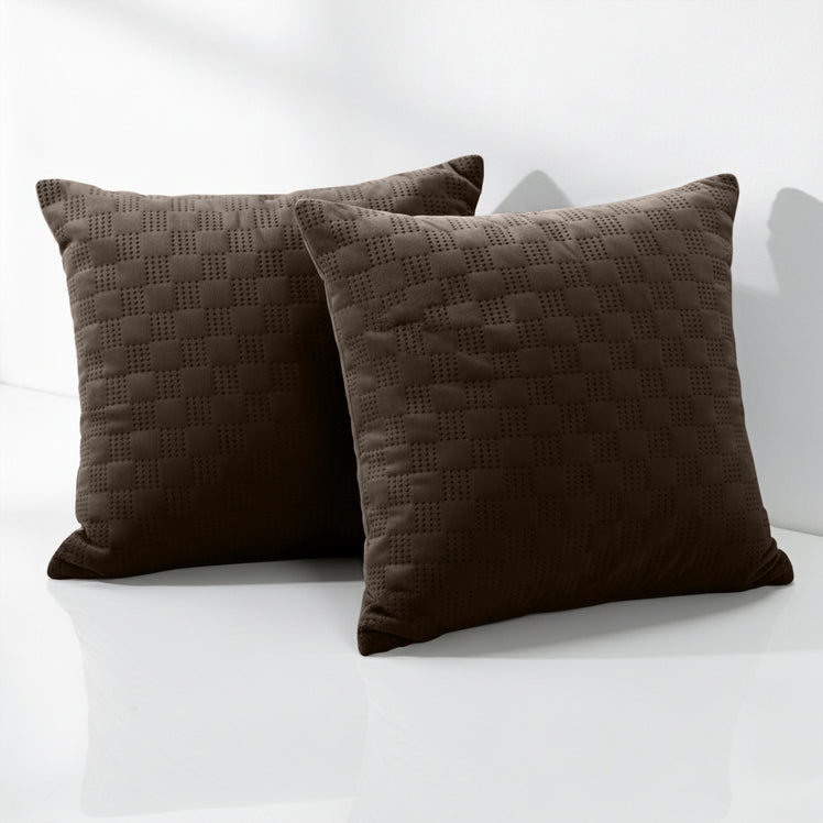 Check Embossed Velvet Cushion Cover