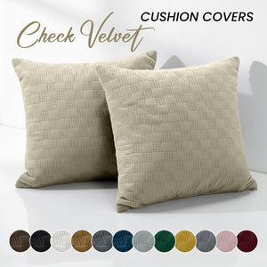 Check Embossed Velvet Cushion Cover
