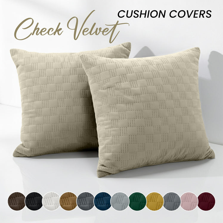 Check Embossed Velvet Cushion Cover